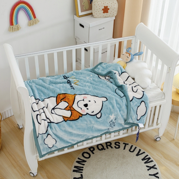 91家纺网 家纺一手货源 找家纺 小芽家居 2024新款拉舍尔绒婴儿毯毛毯儿童毯 维尼