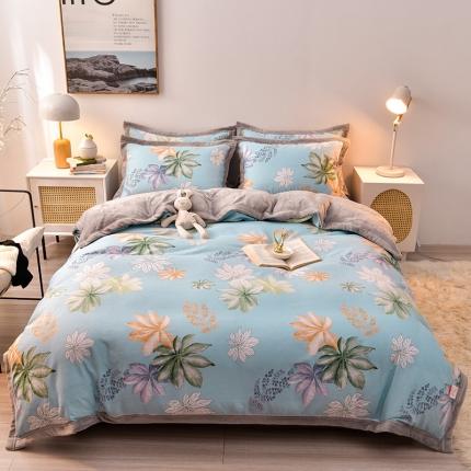 91家纺网 家纺一手货源 找家纺 小牛席业 2021新款全棉牛奶绒四件套 幻彩