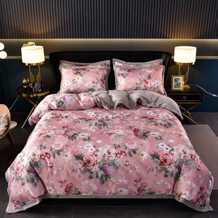 91家纺网 家纺一手货源 找家纺 小牛席业 2021新款欧式提花牛奶绒保暖四件套 粉色