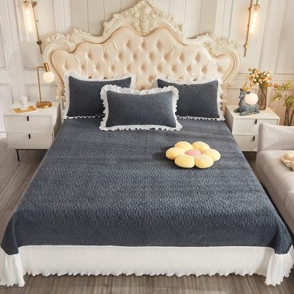 宜凡 2021新款牛奶绒小清新三件套 深灰