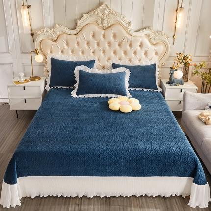 宜凡 2021新款牛奶绒小清新三件套 蔚蓝