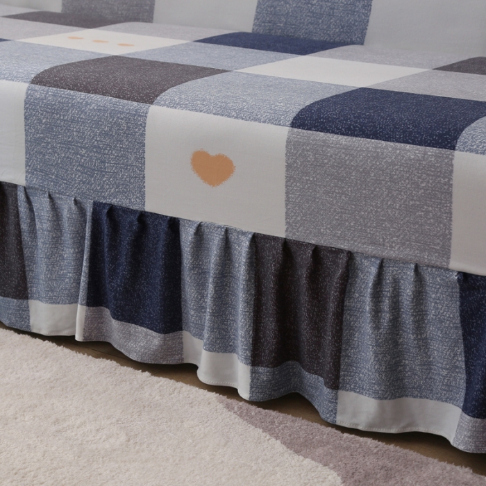 91家纺网 家纺一手货源 找家纺 雅竹家纺 牛奶丝裙边沙发套 蓝调