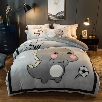 91家纺网 家纺一手货源 找家纺 （总）慕尚 2022新款北欧牛奶绒卡通大版四件套棚拍图