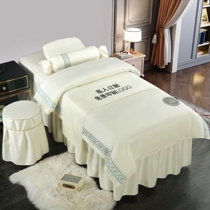 卡伦依诺 2021新款天鹅尼美容床罩四件套 皇室风范-米白