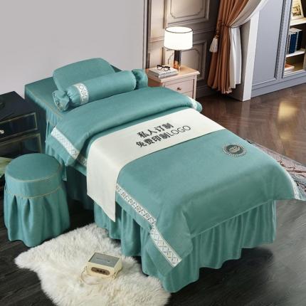 卡伦依诺 2021新款天鹅尼美容床罩四件套 皇室风范-优雅绿