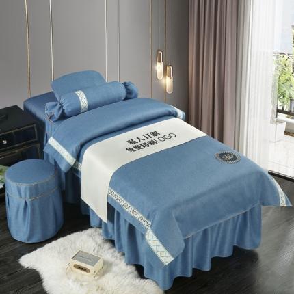卡伦依诺 2021新款天鹅尼美容床罩四件套 皇室风范-尊贵蓝