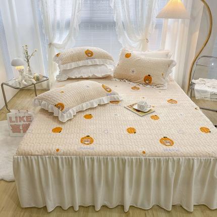 91家纺网 家纺一手货源 找家纺 （总）米莱家纺 2021新款牛奶绒夹棉床裙三件套