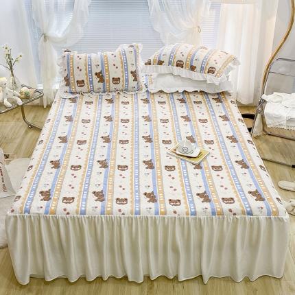 91家纺网 家纺一手货源 找家纺 （总）米莱家纺 2021新款牛奶绒夹棉床裙三件套