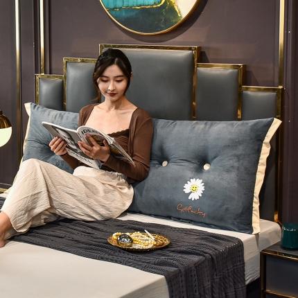 美达人 2021新款水晶绒床头靠垫可拆洗靠背枕可拆洗 灰