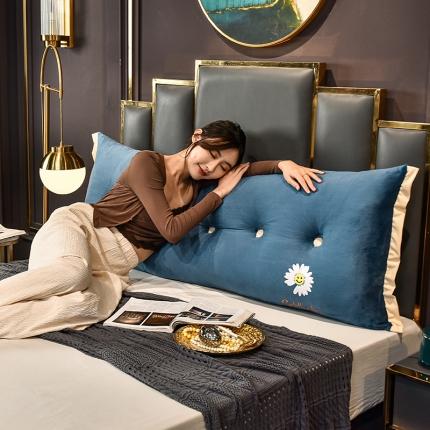 美达人 2021新款水晶绒床头靠垫可拆洗靠背枕可拆洗 蓝