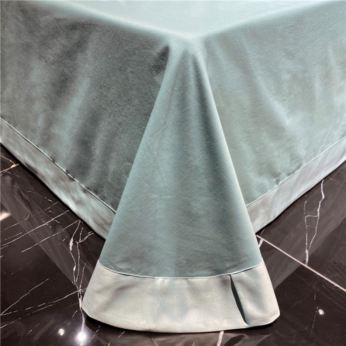 91家纺网 家纺一手货源 找家纺 品家居 2021新款60支水洗真丝全棉四件套梦唐阁系列 梦唐阁-绿色