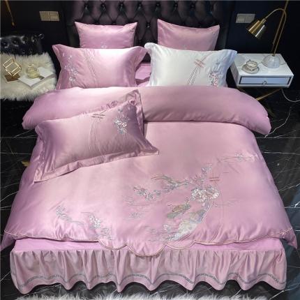 品家居 2021新款60支水洗真丝全棉四件套梦唐阁系列 梦唐阁-浅豆沙