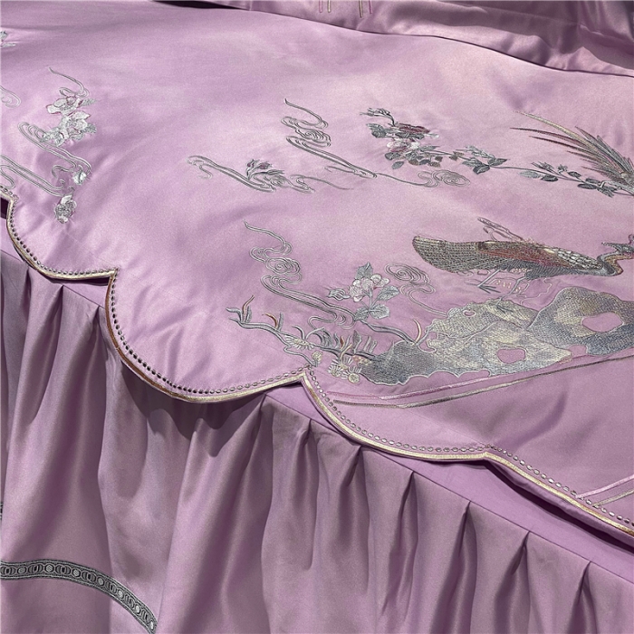 91家纺网 家纺一手货源 找家纺 品家居 2021新款60支水洗真丝全棉四件套梦唐阁系列 梦唐阁-浅豆沙