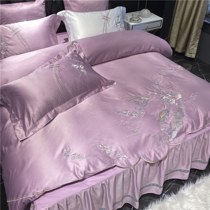 91家纺网 家纺一手货源 找家纺 品家居 2021新款60支水洗真丝全棉四件套梦唐阁系列 梦唐阁-浅豆沙