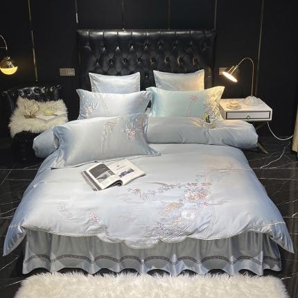 品家居 2021新款60支水洗真丝全棉四件套梦唐阁系列 梦唐阁-浅灰