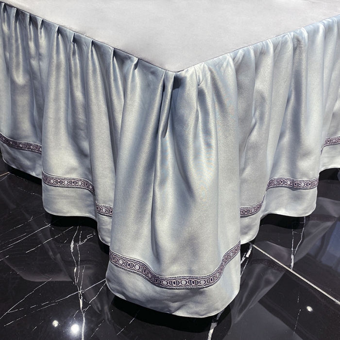 91家纺网 家纺一手货源 找家纺 品家居 2021新款60支水洗真丝全棉四件套梦唐阁系列 梦唐阁-浅灰