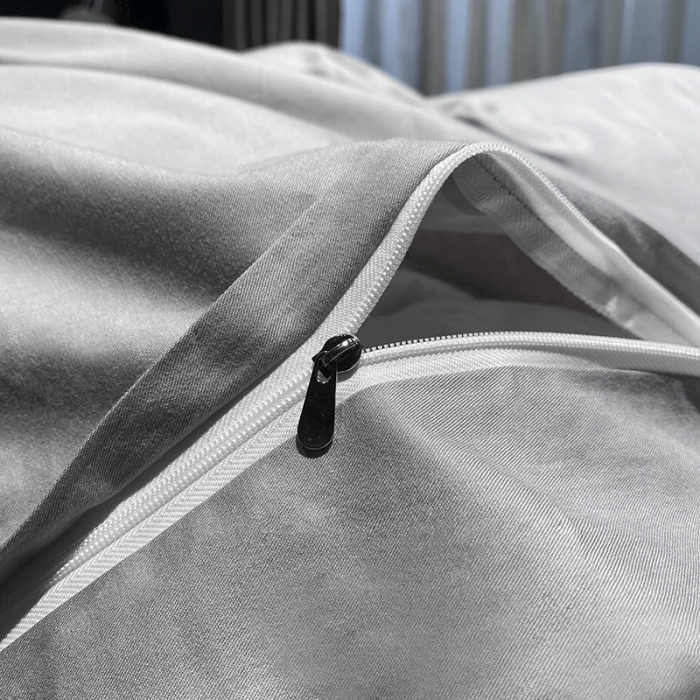 91家纺网 家纺一手货源 找家纺 品家居 2021新款60支水洗真丝全棉四件套梦唐阁系列 梦唐阁-浅灰