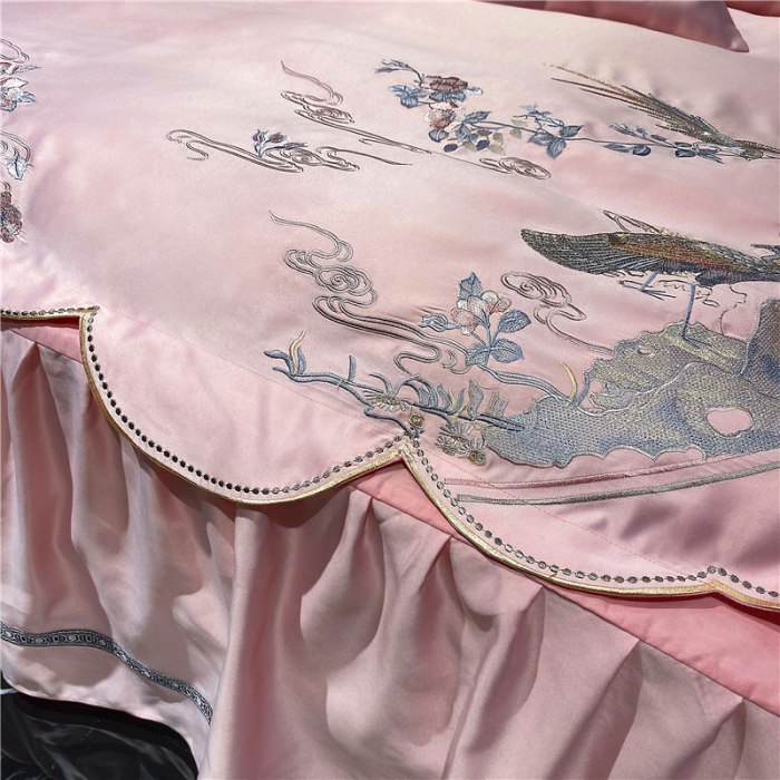 91家纺网 家纺一手货源 找家纺 品家居 2021新款60支水洗真丝全棉四件套梦唐阁系列 梦唐阁-玉色