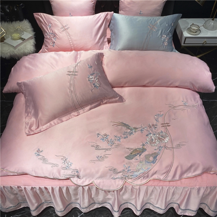 91家纺网 家纺一手货源 找家纺 品家居 2021新款60支水洗真丝全棉四件套梦唐阁系列 梦唐阁-玉色