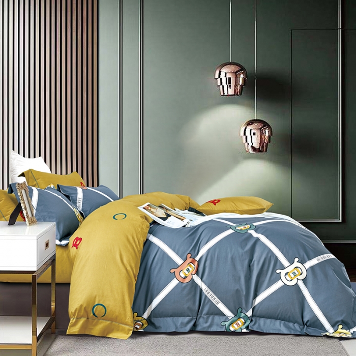 91家纺网 家纺一手货源 找家纺 棉生活新款40S臻棉四件套 梦想网-蓝