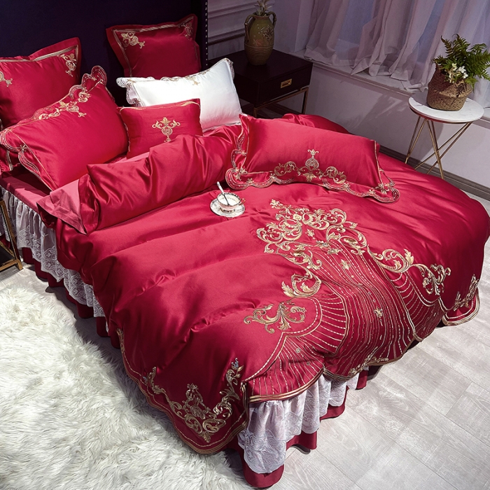 91家纺网 家纺一手货源 找家纺 （总）品家居 2021新款世嘉系列刺绣床裙款四件套