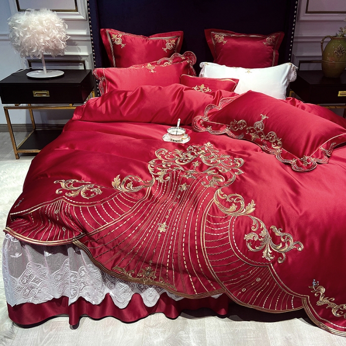 91家纺网 家纺一手货源 找家纺 （总）品家居 2021新款世嘉系列刺绣床裙款四件套