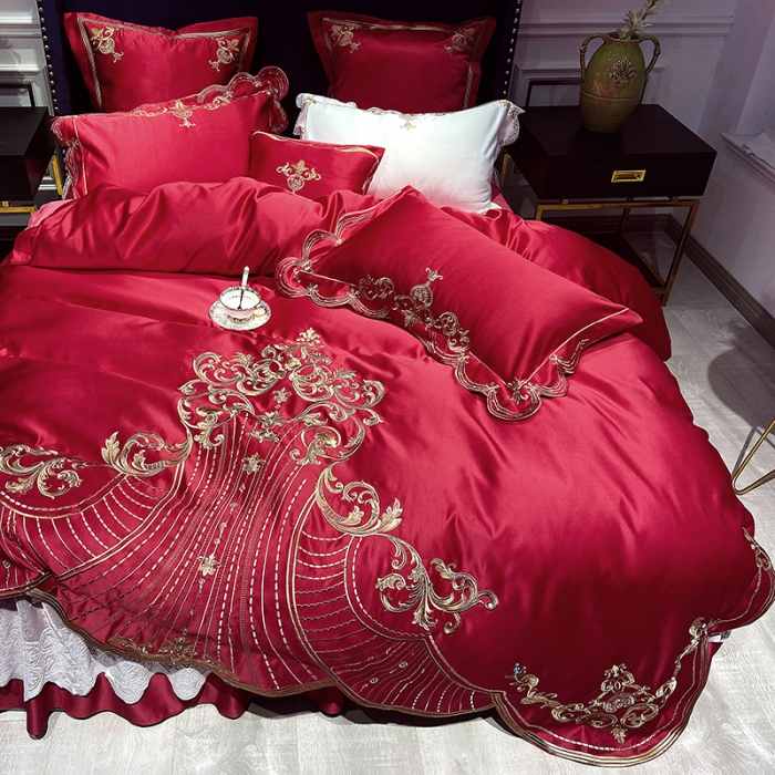 91家纺网 家纺一手货源 找家纺 （总）品家居 2021新款世嘉系列刺绣床裙款四件套