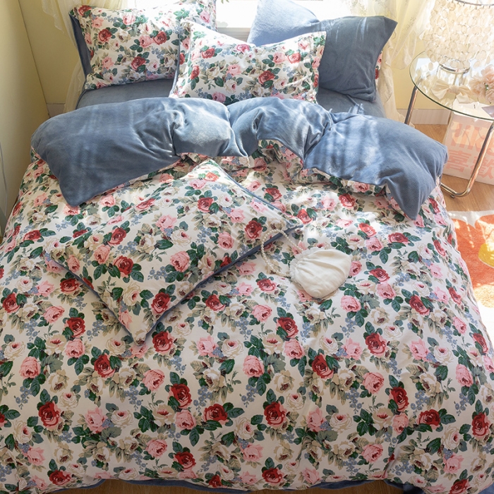 91家纺网 家纺一手货源 找家纺 千朵 2021新款棉加绒四件套 情迷花海