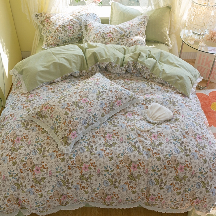 91家纺网 家纺一手货源 找家纺 千朵 2021新款13372全棉印花四件套 陌上花开