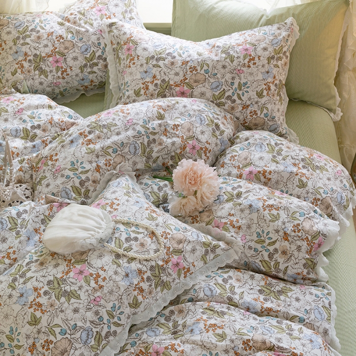 91家纺网 家纺一手货源 找家纺 千朵 2021新款13372全棉印花四件套 陌上花开