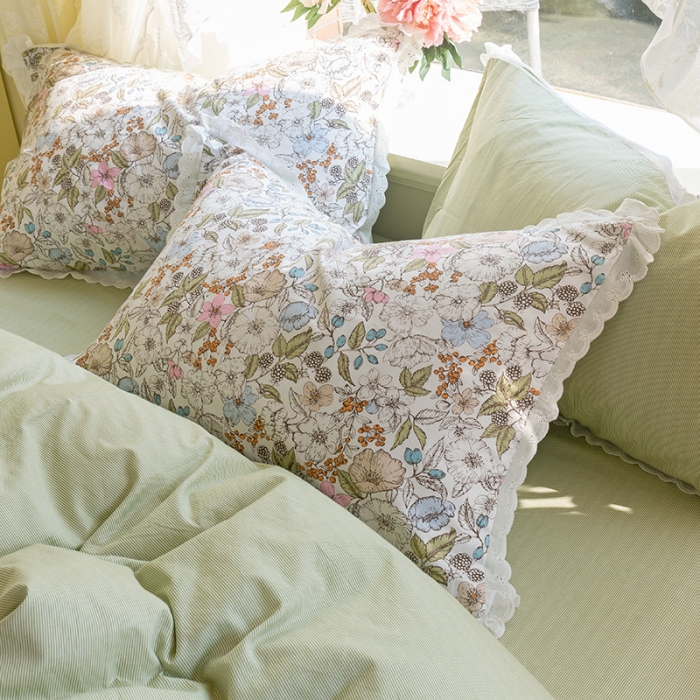 91家纺网 家纺一手货源 找家纺 千朵 2021新款13372全棉印花四件套 陌上花开