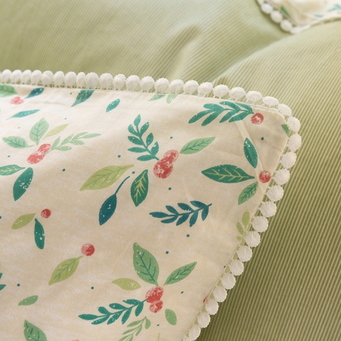 91家纺网 家纺一手货源 找家纺 千朵 2021新款13372全棉印花四件套 树叶