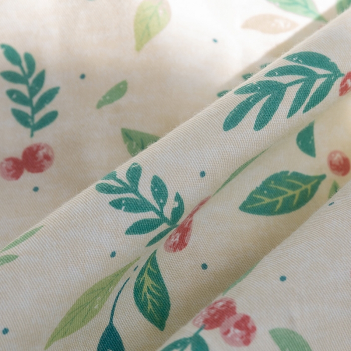 91家纺网 家纺一手货源 找家纺 千朵 2021新款13372全棉印花四件套 树叶