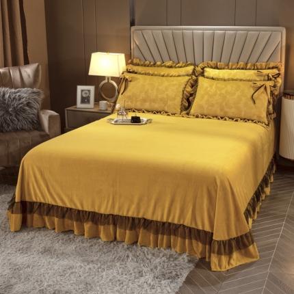 91家纺网 家纺一手货源 找家纺 兴美佳家纺2021新款雕花牛奶绒四件套 明媚黄