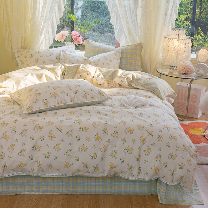 91家纺网 家纺一手货源 找家纺 千朵 2021新款13372全棉印花四件套 向阳花语