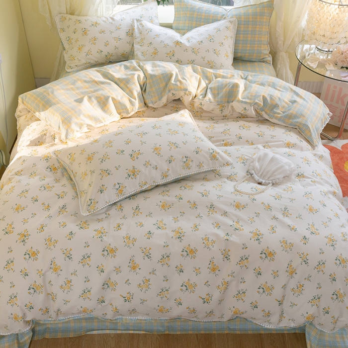 91家纺网 家纺一手货源 找家纺 千朵 2021新款13372全棉印花四件套 向阳花语