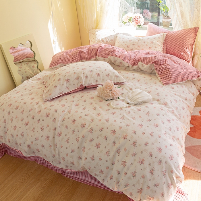 91家纺网 家纺一手货源 找家纺 千朵 2021新款13372全棉印花四件套 茵花漫漫