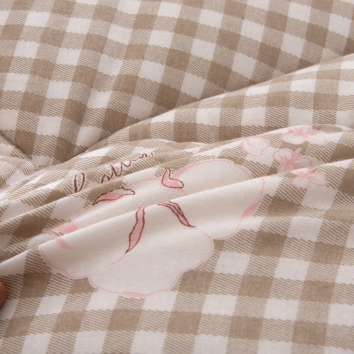 91家纺网 家纺一手货源 找家纺 2025新款 全棉纱布棉花床垫（新疆棉填充）量大价优 格子咖