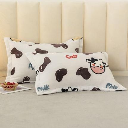 芈月2022新款牛奶绒印花儿童卡通纯棉枕芯+枕套组合装 萌牛
