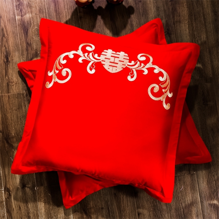 91家纺网 家纺一手货源 找家纺 布乐意 2025新款全棉绣花大红婚庆四件套多件套直播普天同庆