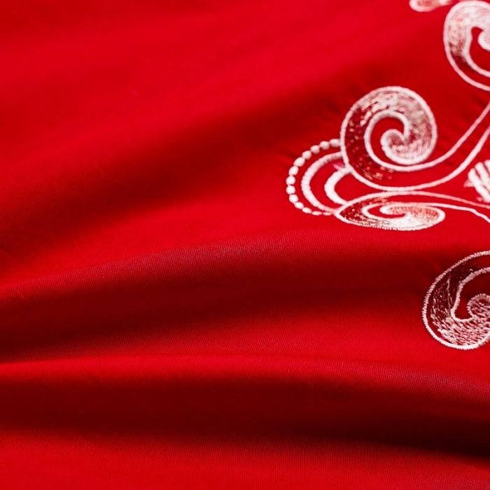 91家纺网 家纺一手货源 找家纺 布乐意 2025新款全棉绣花大红婚庆四件套多件套直播美满婚姻