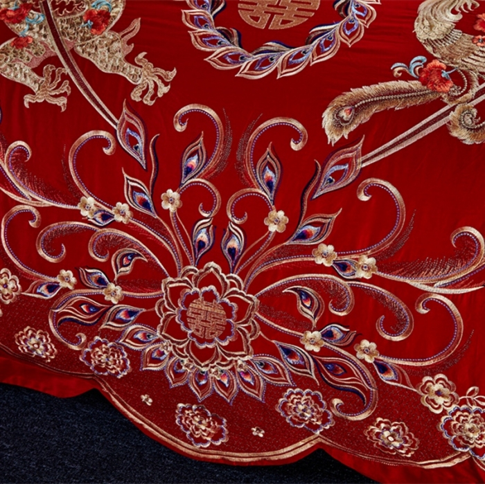 91家纺网 家纺一手货源 找家纺 布乐意 2025新款全棉绣花大红婚庆四件套多件套直播王者荣耀