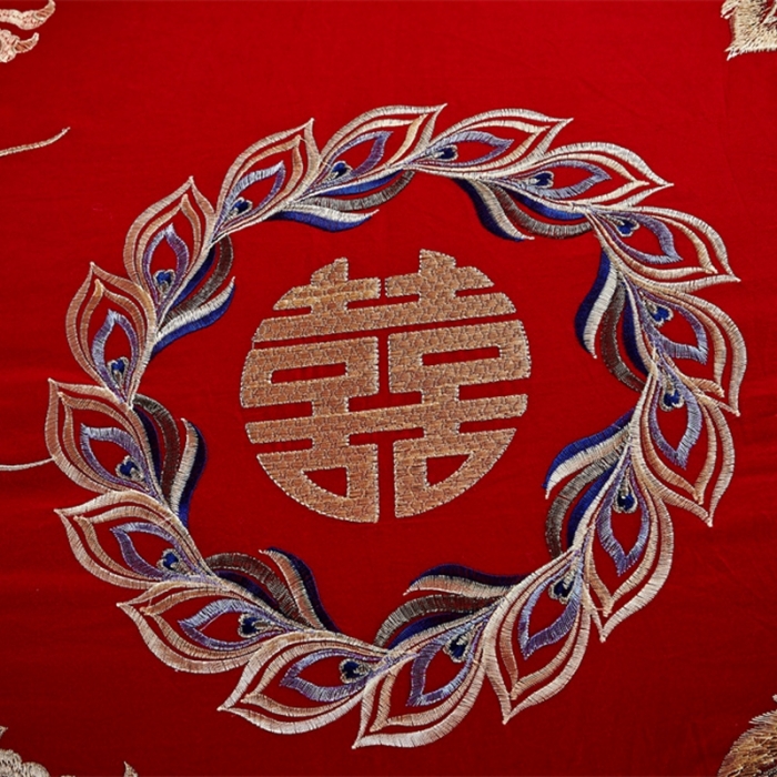 91家纺网 家纺一手货源 找家纺 布乐意 2025新款全棉绣花大红婚庆四件套多件套直播王者荣耀