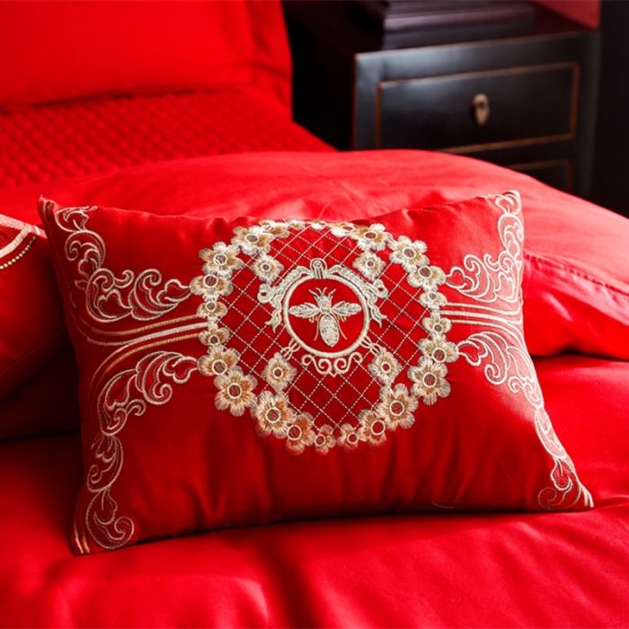 91家纺网 家纺一手货源 找家纺 布乐意 2025新款全棉绣花大红婚庆四件套多件套直播喜结良缘