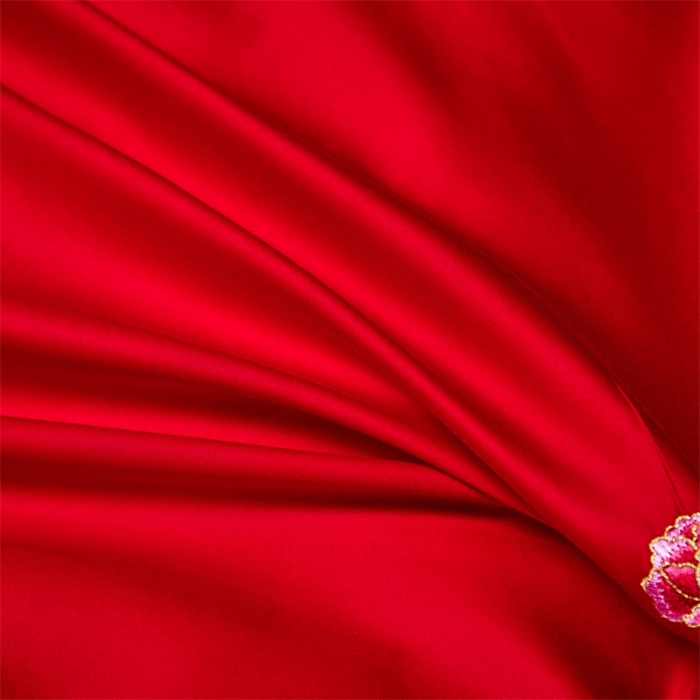 91家纺网 家纺一手货源 找家纺 布乐意 2025新款全棉绣花大红婚庆四件套多件套直播永结同心