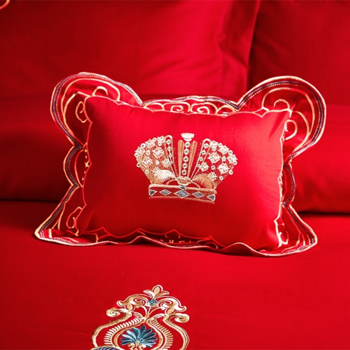 91家纺网 家纺一手货源 找家纺 布乐意 2025新款全棉绣花大红婚庆四件套多件套直播百年永好