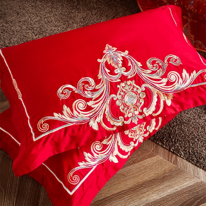 91家纺网 家纺一手货源 找家纺 布乐意 2025新款全棉绣花大红婚庆四件套多件套直播皇冠佳人