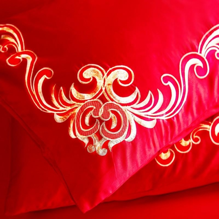 91家纺网 家纺一手货源 找家纺 布乐意 2025新款全棉绣花大红婚庆四件套多件套直播美好时光