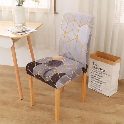 雅竹家纺 牛奶丝半包弹力连体椅套 泼墨