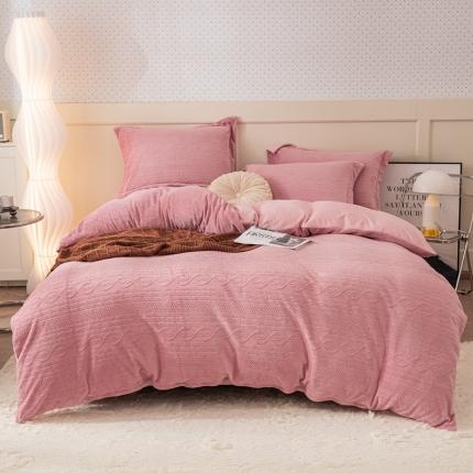 91家纺网 家纺一手货源 找家纺 （总）仟网汇 2021新款牛奶绒扭花雕花四件套